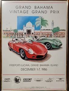 lot 34 image: 1987 Grand Bahama Vintage Grand Prix Signed Framed Poster