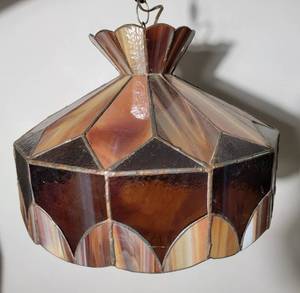 lot 379 image: Vintage Stained Glass Hanging Light Fixture
