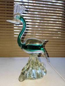 lot 370 image: Murano Style Green Glass Bird Figurine