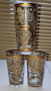 lot 371 image: Cera MCM World Map Atlas Highball Glasses  3