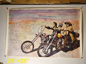 lot 166 image: Vintage Easy Rider Motorcycle Road Map Poster  2435