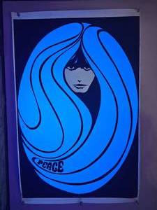 lot 169 image: Vintage Peace Woman Psychedelic Blacklight Poster  2235