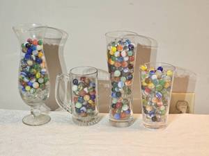 lot 371B image: Large Assorted Vintage Glass Marbles  Mixed Colors & Styles (Approx. Multi-Pound Lot)