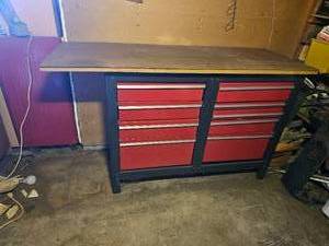 lot 458A image: Heavy-Duty Steel 12-Drawer Workbench with MDF Top  55  20.5  33