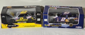 lot 150 image: NASCAR Die Cast Model Cars - 124 - Revell  High Performance Sports - Elvis Ford Taurus #2 Rusty Wallace (1998)  Miller Ford Taurus #2 Rusty Wallace (1996)