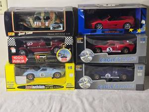 lot 145 image: Die Cast Model Cars - 118 - Maisto  Burago  Jouef Evolution  UT Models  Eagles Race - Citroen 15CV 6 Cyl (1952)  Alfa Romeo 8C Monza (1931)  Ford GT-40 Le Mans (1969)  Ferrari F335 Spider  GT40 MKII Le Mans (1966)