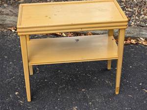 lot 559 image: Two-Tier Painted Wood Side Table  Yellow
