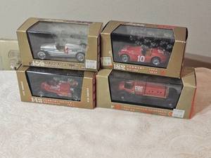 lot 200A image: Lot of 4  Brumm 143 Die-Cast Vintage Race Cars  Ferrari  Auto Union  Fiat  New Old Stock in Boxes