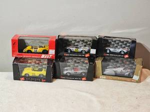 lot 200D image: Lot of 6 Die-Cast 143 Racing Models  Porsche 550 RS  550 Spyder  Porsche 908  Auto Union Rekordwagen  Brumm & Best, Made in Italy