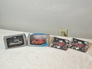 lot 202D image: Vintage Die-Cast Vehicle Lot  Corgi Classics & Matchbox  Berlin Bus, Models of Yesteryear Fire Engine, Limited Edition Chevy Sheriff Car, Volkswagen Van, Tow Truck & Yellowstone Tour Bus  Boxed Collection