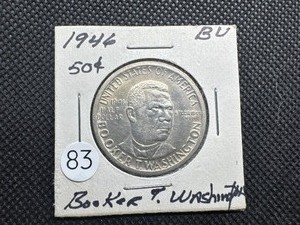lot 83 image: 1946 Booker T. Washington Commem. Silver Half Dollar - Marked BU When Purchased