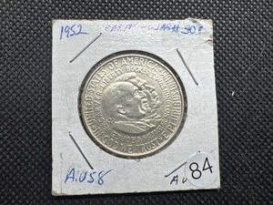 lot 84 image: 1952 George W. CarverBooker T. Washington Commem. Silver Half Dollar - Marked AU When Purchased