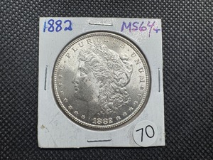 lot 70 image: 1882 Morgan Silver Dollar Marked MS64 When Purchased - Mint Luster