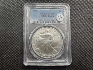 lot 14 image: 2004 1 Oz. Silver American Eagle PCGS MS69