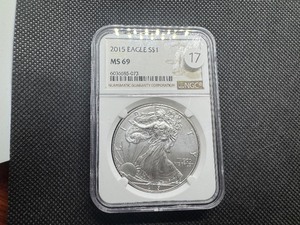 lot 17 image: 2015 1 Oz. Silver American Eagle PCGS MS69