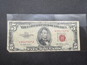 lot 91 image: 1953 red seal $5 bill