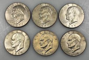 lot 10 image: 1977 D Eisenhower One Dollar Coins