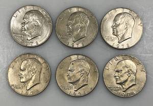 lot 12 image: 1978 No Mint Mark Eisenhower One Dollar Coins