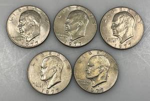 lot 14 image: 1977 D Eisenhower One Dollar Coins