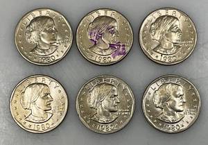 lot 19 image: 1980 P Susan B Anthony One Dollar Coins