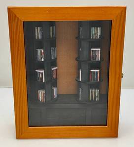 lot 63 image: Handcrafted Wood (Library) Miniature Diarama With Manual Rotating Book Shelves