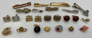 lot 68 image: Misc. Vintage Tie Clips And Cuff Links