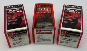 lot 69 image: Hornady Black Powder 44 Cal .451 Lead Round Balls For Muzzleloading Qty. 100 (Factory Sealed)
