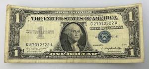 lot 184 image: 1957 A Series $1 Silver Certificate (In Protective Sleeve)