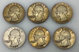 lot 190 image: 1950s US Silver Quarters