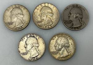 lot 191 image: 1960s US Silver Quarters