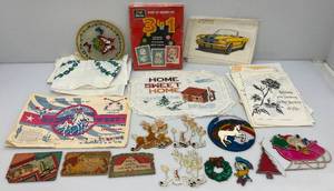 lot 232 image: Misc. Christmas Plastic Window Dcor, Paint By Numbers Kittens, Art Patterns And More