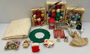 lot 233 image: Misc. Vintage Christmas Ornaments And Dcor