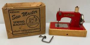 lot 235 image: 960s-70s KAYanee Sew Master Miniature Metal Sewing Machine In Original Box