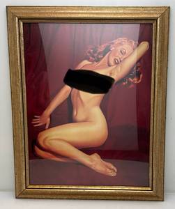 lot 241 image: 1955 24 x 30 Framed Behind Glass Miss Monroe Golden Dreams Calendar