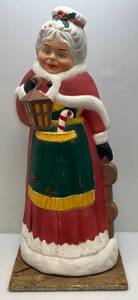 lot 244 image: Vintage 37 Miss Santa Claus Blow Mold With Wood Base
