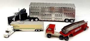 lot 88 image: New-Ray Die-Cast Truck Lot Sunny Fresh & Cargill Trailers, Fire Dept Set