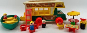 lot 17 image: Vintage Fisher-Price Play Family Camper Toy Set with Figures and Accessories