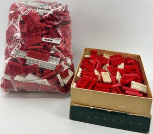 lot 24 image: Large Lot of Vintage Red and White Plastic Building Blocks