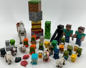 lot 25 image: Minecraft Mini Figure Collection with Characters, Animals, and Blocks