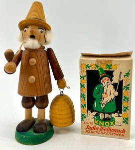 lot 93 image: Vintage Wooden Incense Burner Smoker with Beehive and Knox Incense Cones