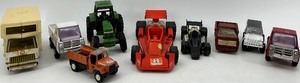 lot 122 image: Collection of 9 Vintage Die-Cast Toy Vehicles Including Tonka, Coca-Cola, and John Deere
