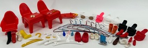 lot 135 image: Vintage Doll Furniture, Accessories, Shoes and Hangers Collection including Barbie