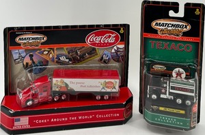 lot 171 image: Matchbox Collectibles Diecast Truck Pair Coca-Cola Coke Around the World and Texaco Peterbilt Tanker