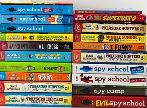 lot 57 image: Book Lot - James Patterson Middle School Titles & Stuart Gibbs Spy School Titles