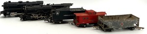 lot 209 image: Vintage American Flyer Steam Locomotive Lot - Black 999 Engine with Reading Freight Car and Additional Cars