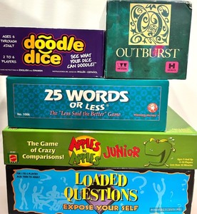 lot 220 image: Board Games Lot - Doodle Dice, Outburst & 25 Words or Less