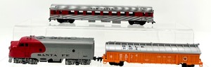 lot 226 image: Santa Fe Diesel Locomotive - Bachmann & New Haven Pullman Passenger Car - Bachmann & B&LE Coal Car - Bachmann