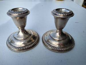 lot 4 image: (2) Sterling Silver Weighted Candlesticks