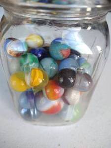 lot 12 image: Jar of Vintage Marbles