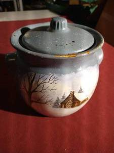lot 94 image: Hand-Painted Hall Bean Pot With Lid